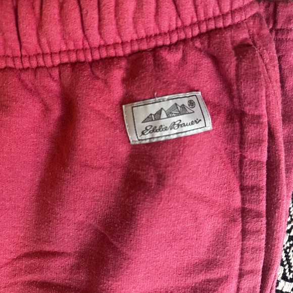 Eddie Bauer Men’s Joggers Size M – Red Fleece Sweatpants - Picture 3 of 5